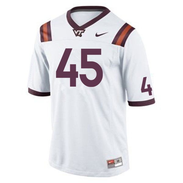 Men #45 Ty Eller Virginia Tech Hokies College Football Jerseys Sale-White